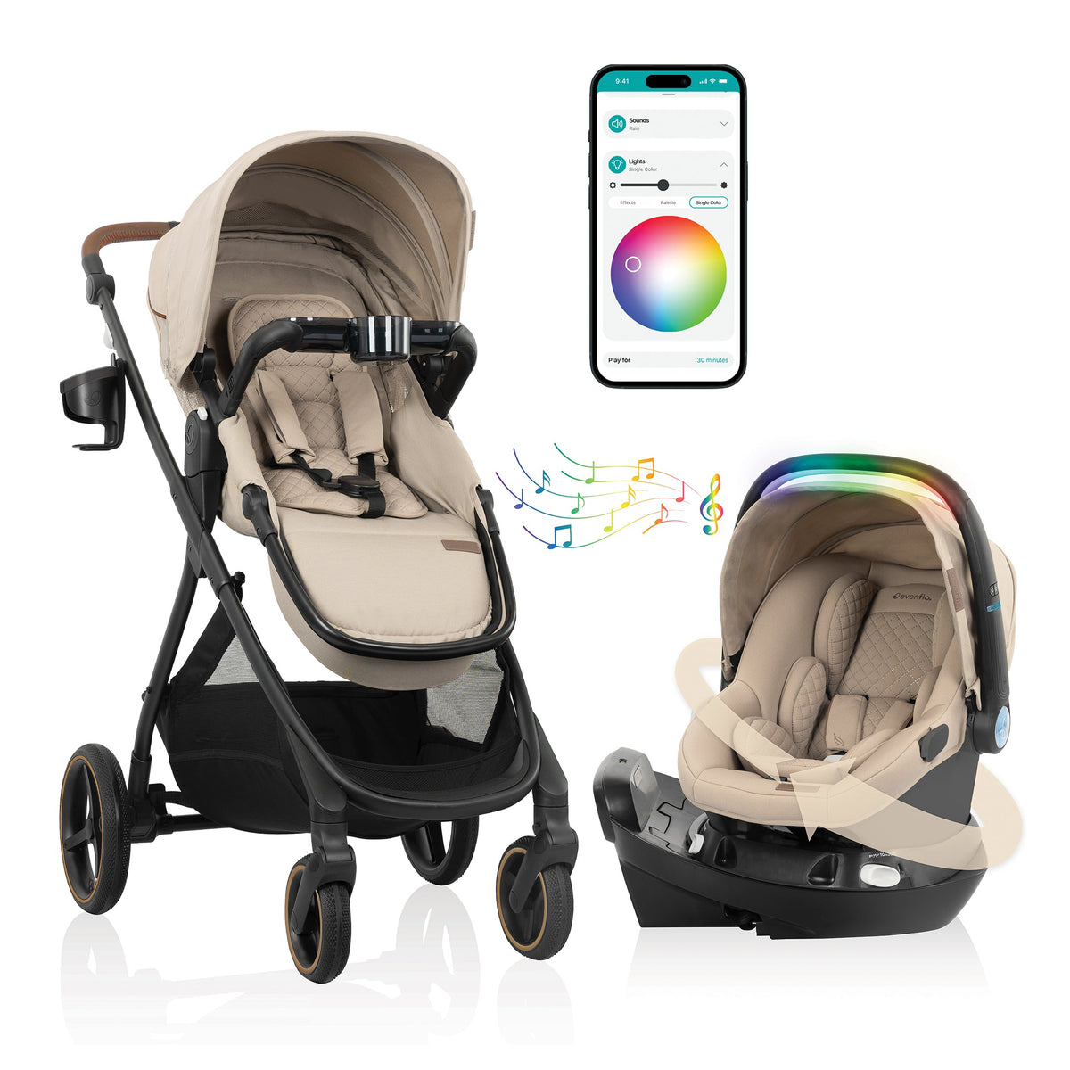 Shyft Intuiti+ Travel System featuring Revolve180 LiteMax? NXT Rotating Infant Car Seat with SensorySoothe