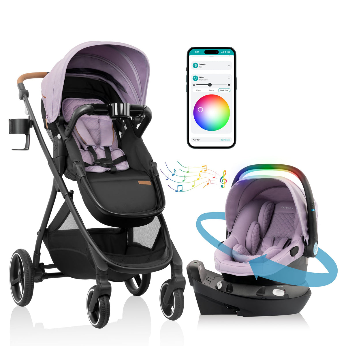 Shyft Intuiti+ Travel System featuring Revolve180 LiteMax? NXT Rotating Infant Car Seat with SensorySoothe