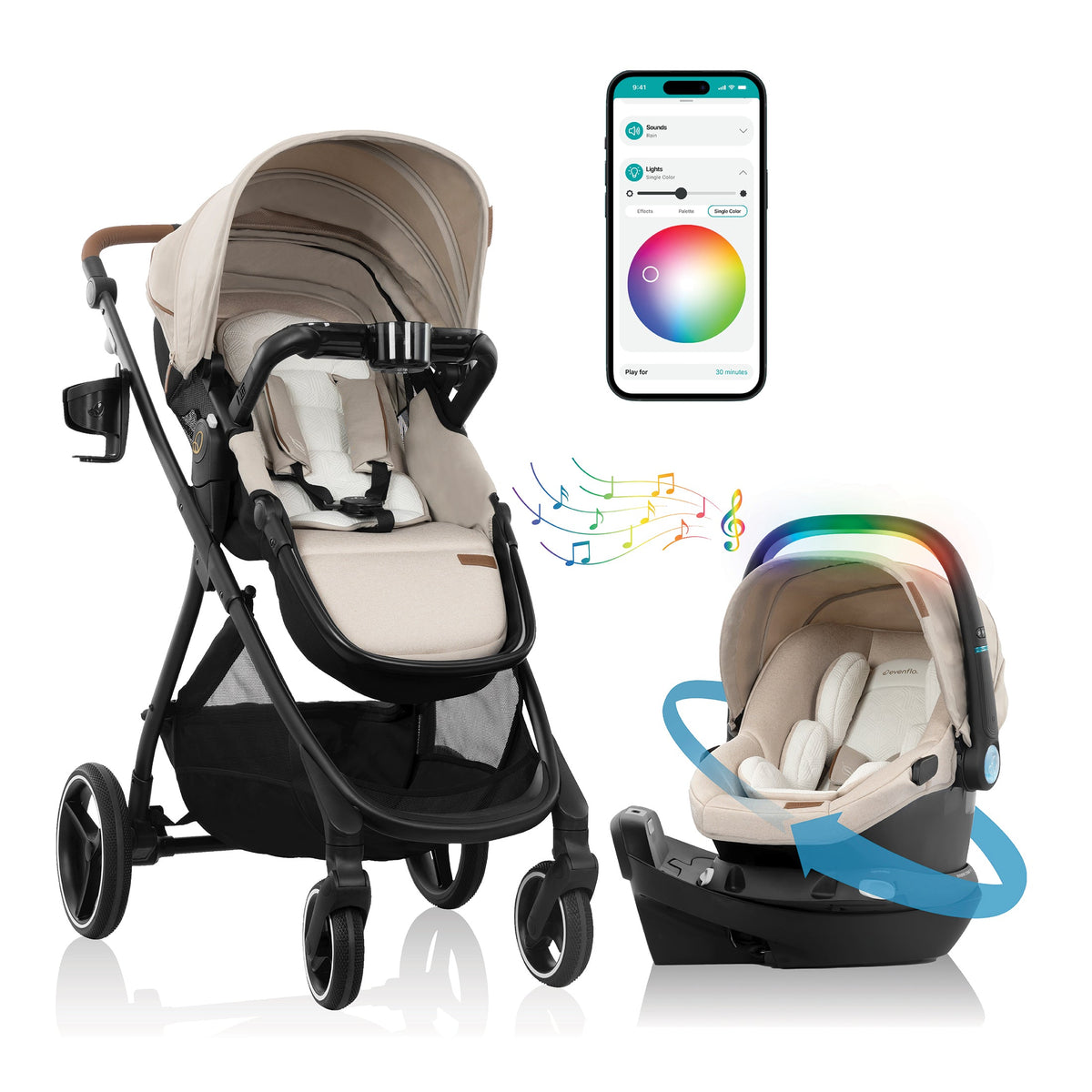 Shyft Intuiti+ Travel System featuring Revolve180 LiteMax? NXT Rotating Infant Car Seat with SensorySoothe