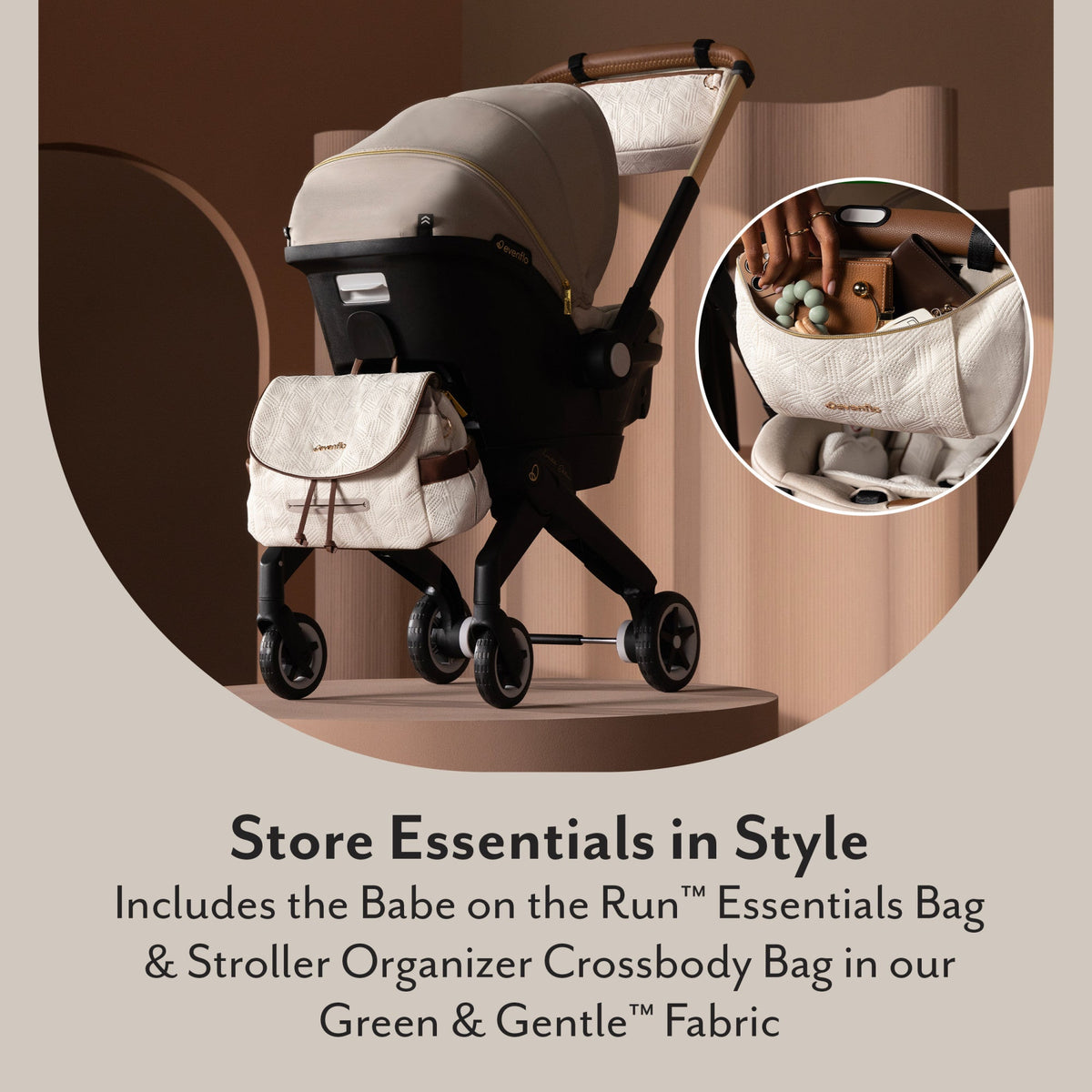 Limited Edition Shyft? DualRide? Infant Car Seat + Stroller Combo with Green & Gentle? Fabric